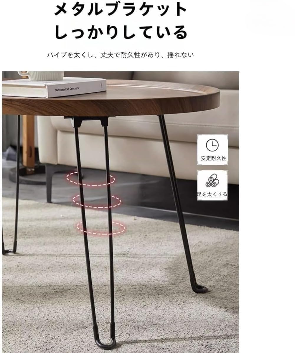 Amazon.co.jp: Zxyler 折りたたみ式サイドテーブル 直径 40cm